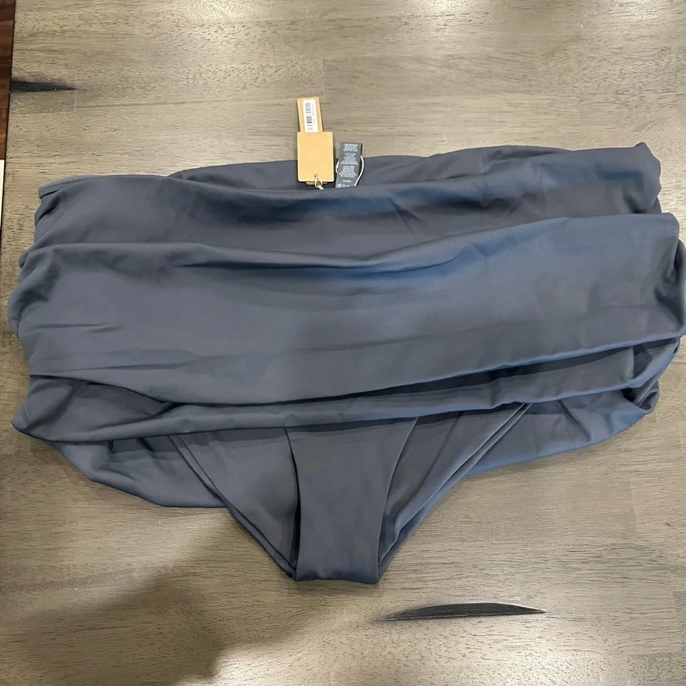 Skims Shaping Swim Foldover Skirt Bikini Bottom Gunmetal Size 3X & XS
